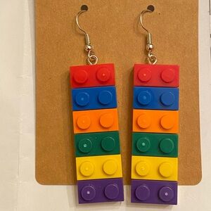 Colorful Building Block Dangle Earrings